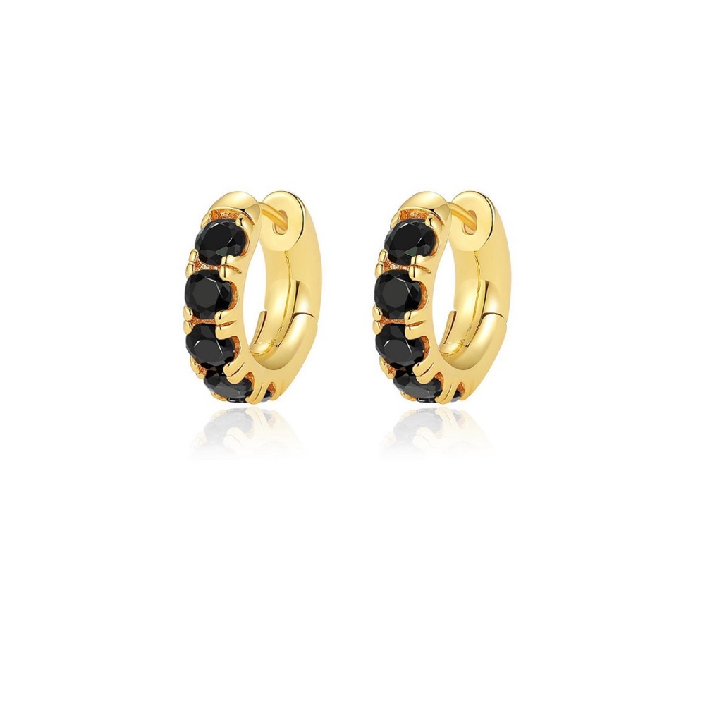 DANIELA HUGGIE BLACK ZIRCONIA HOOPS/Pair